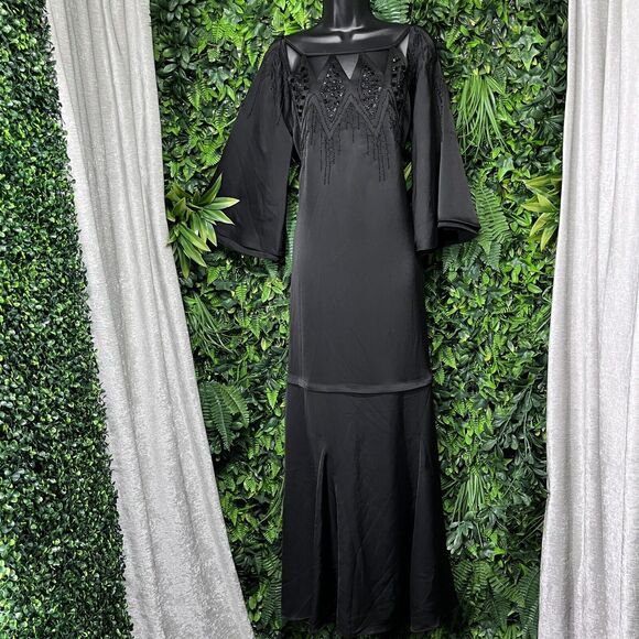 BCBGMAXAZRIA Dress Women Small Black Beaded Gown Boho Whimsigoth $428 NWT 1901 - Picture 4 of 12
